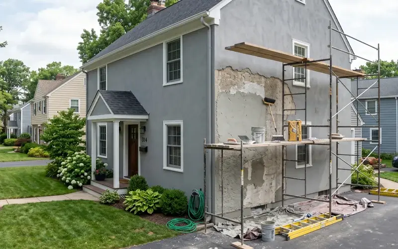 Exterior stucco restoration near Boston MA