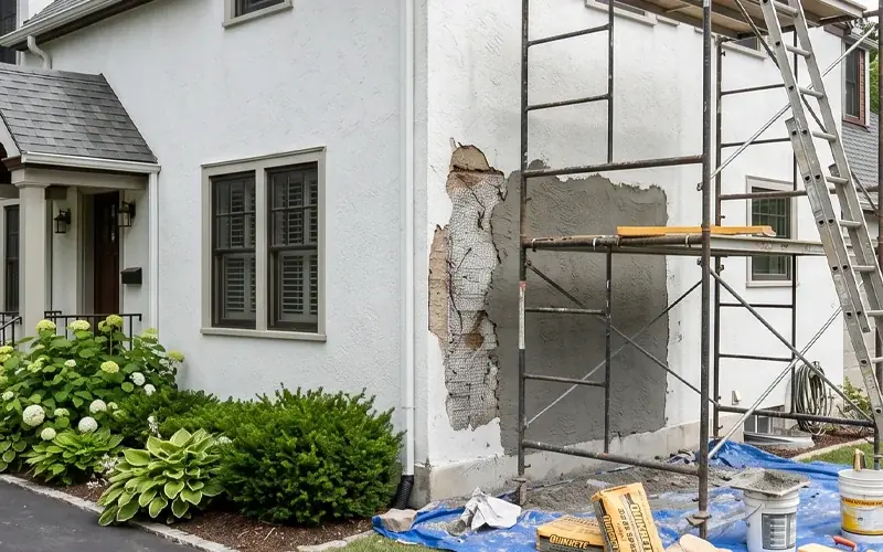 Stucco and stone veneer prep near Boston MA